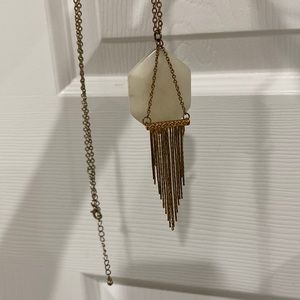 Gold Necklace with White Stone